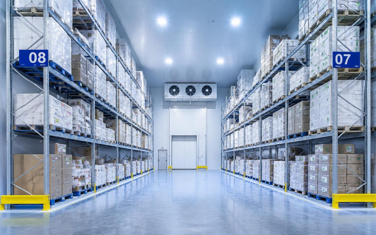 Cámara frigorífica industrial con estanterías